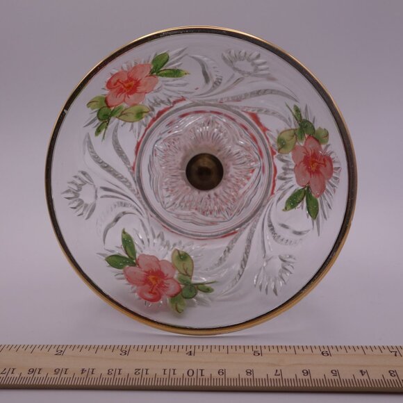 Vintage Pedestal Bowl with Flower Decoration - Picture 7 of 12